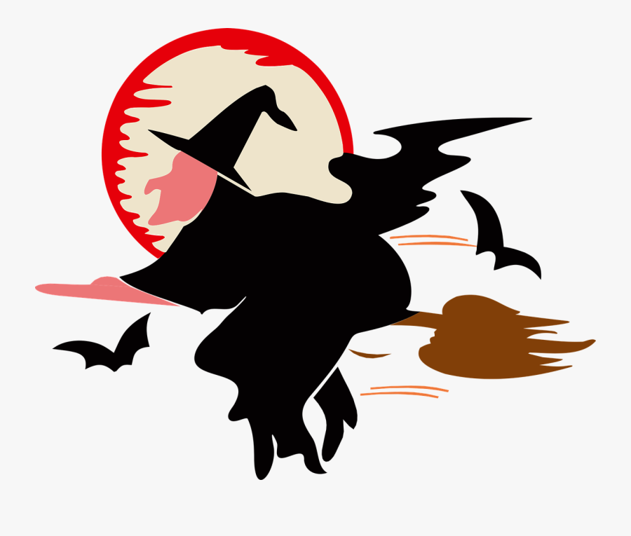 Witch Over The Moon Png, Transparent Clipart