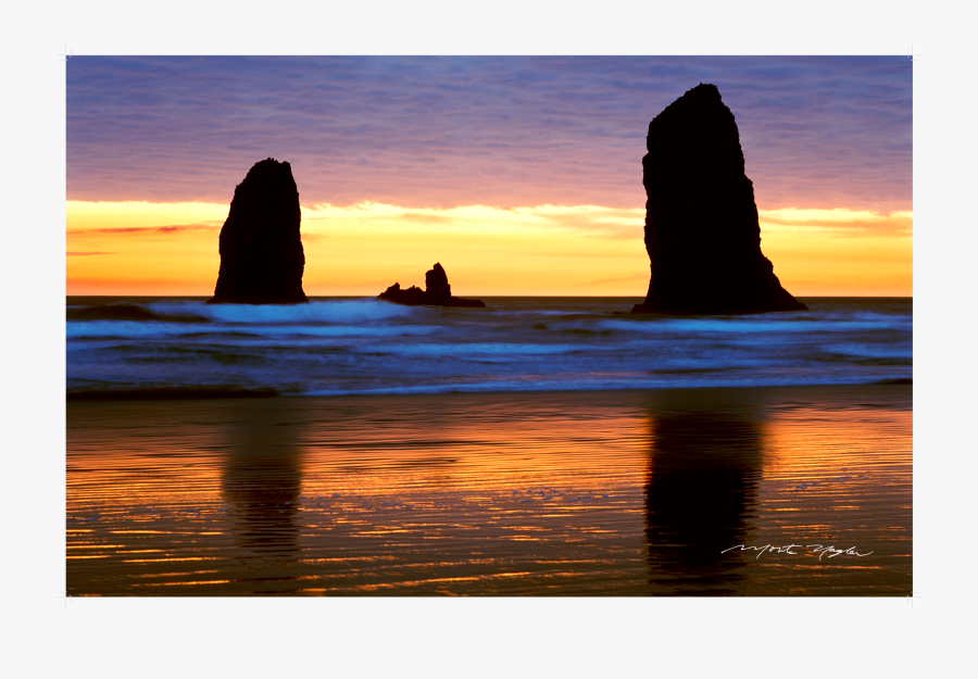 Haystack Rock Beach Shore Sunrise Sunset - Sunset, Transparent Clipart