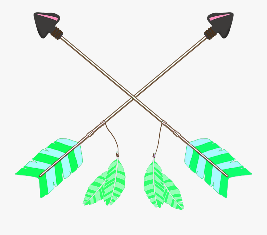 Green Feathers Tribal Arrows Crossed - Tribal Cross Arrows, Transparent Clipart