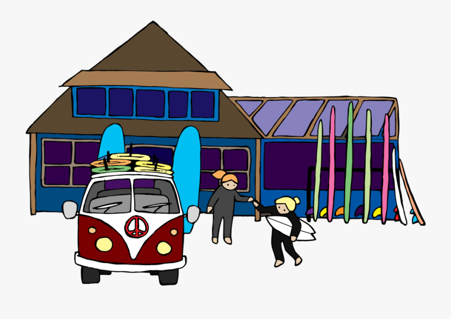 Surfing Clipart Surf Shack - Illustration, Transparent Clipart