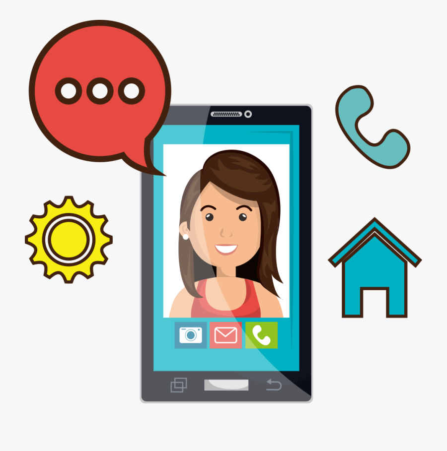 Cartoon Mobile Phone Videotelephony Clip Art - Video Llamada Dibujo Png, Transparent Clipart