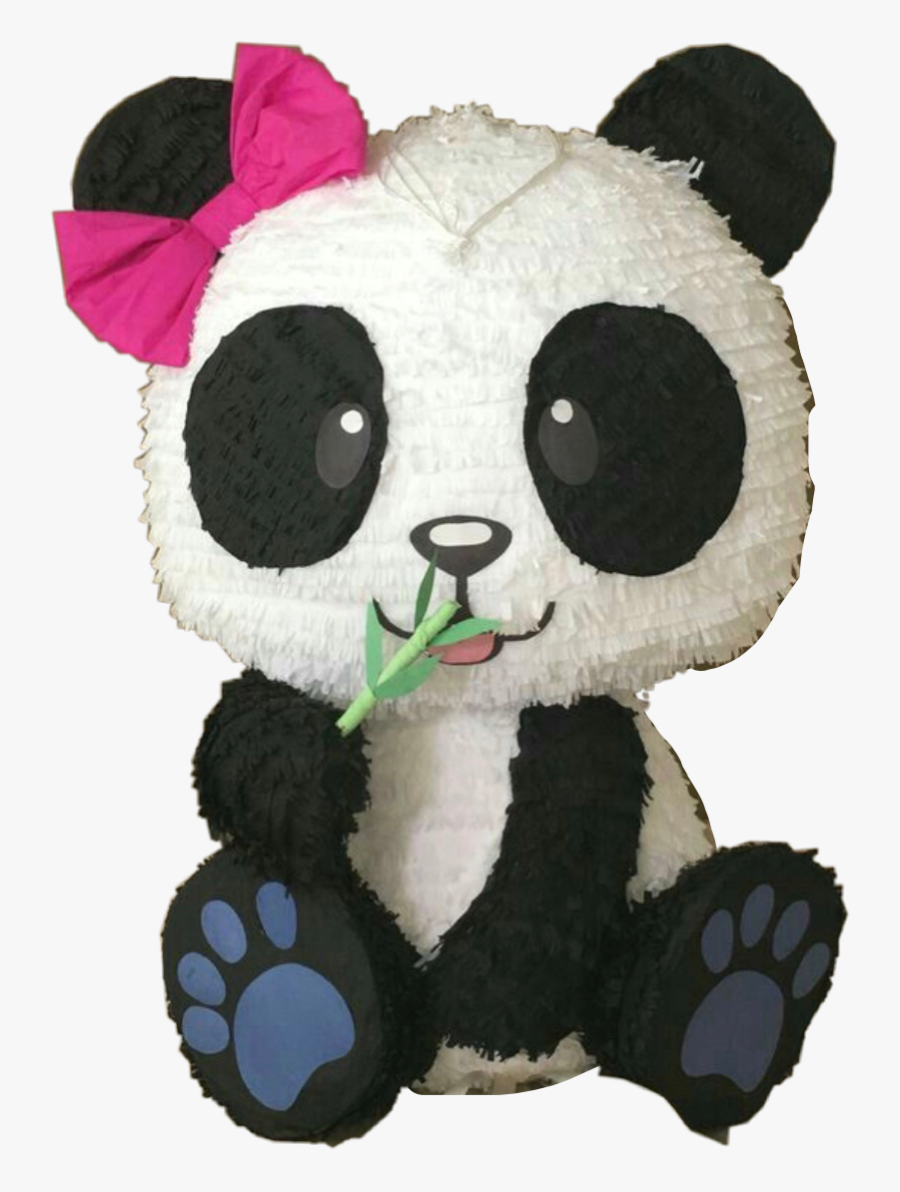 #pinata #panda #black #white #pinkbow #freetoedit - Panda Pinatas, Transparent Clipart