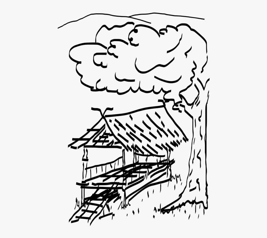 Shack Drawing Nipa Hut Free Hut Black And - Nipa Hut Clipart Design Black And White, Transparent Clipart