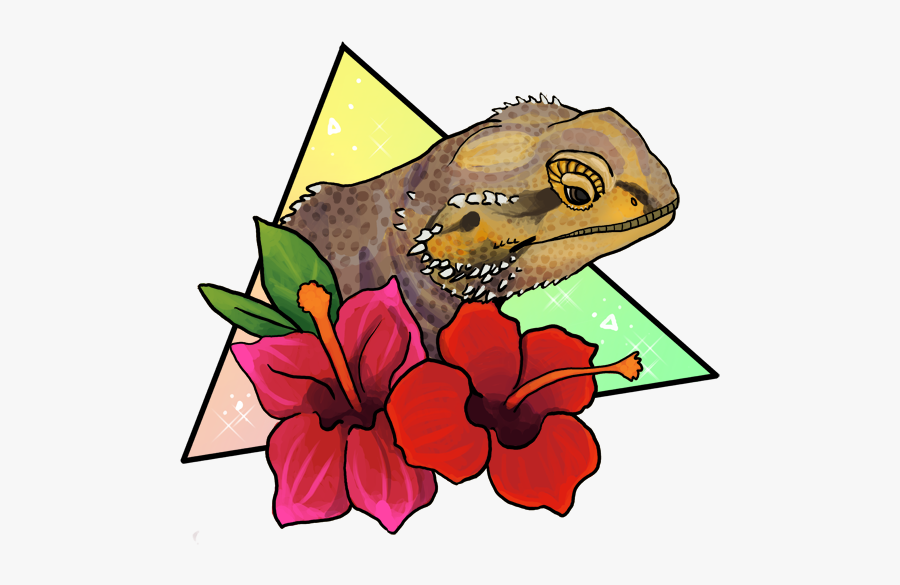 Magical Bearded Dragon Weasyl - Red Flower Bearded Dragon, Transparent Clipart