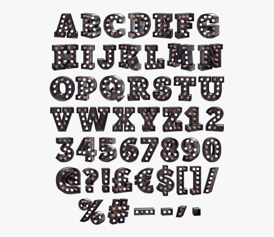 Dark Light Bulbs Font, Transparent Clipart