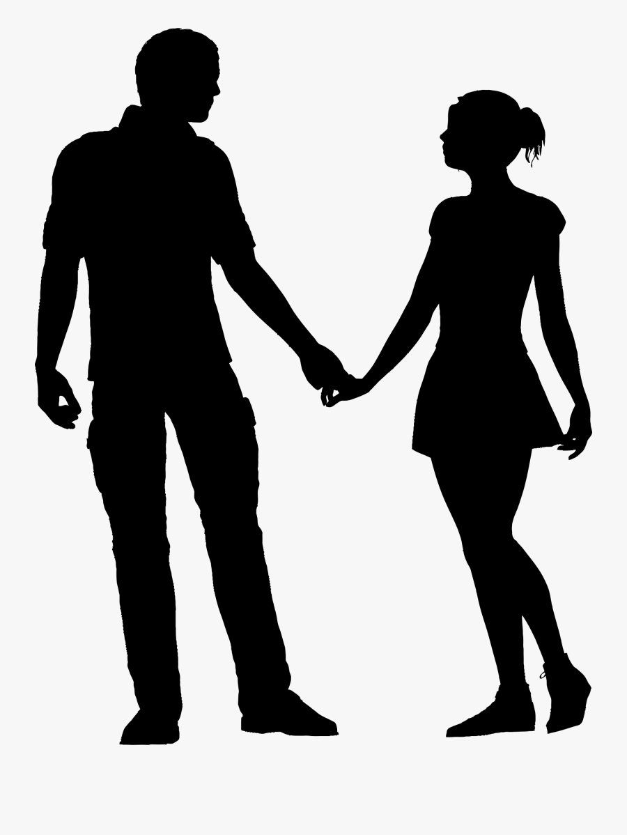 Clipart - Couple Holding Hands Silhouette, Transparent Clipart