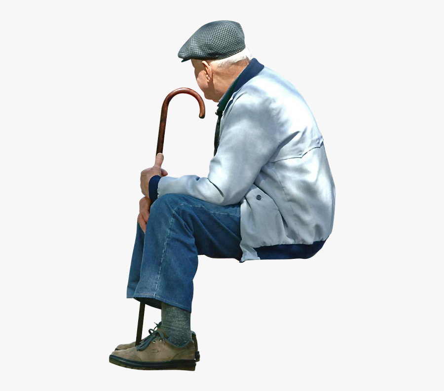 Transparent Older Couple Clipart - Old Man Sitting Png, Transparent Clipart