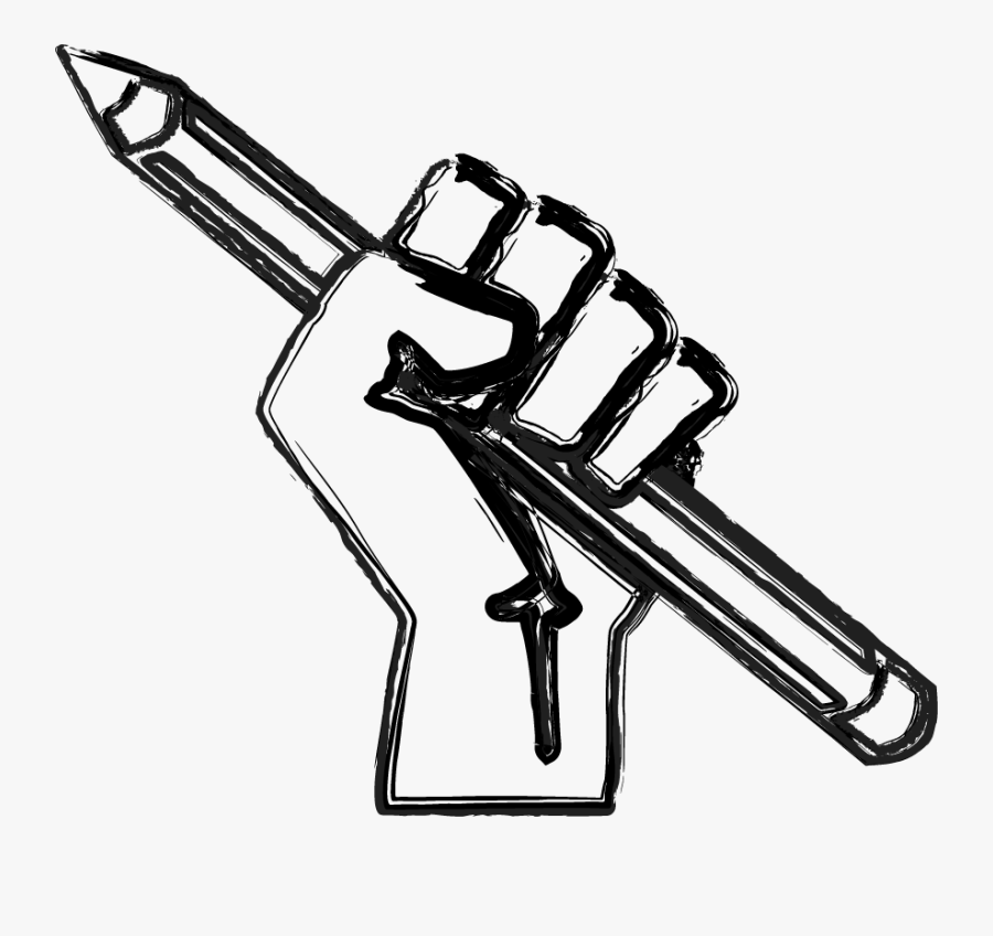 Clip Art Fist With Pencil - Raised Fist With Pencil, Transparent Clipart
