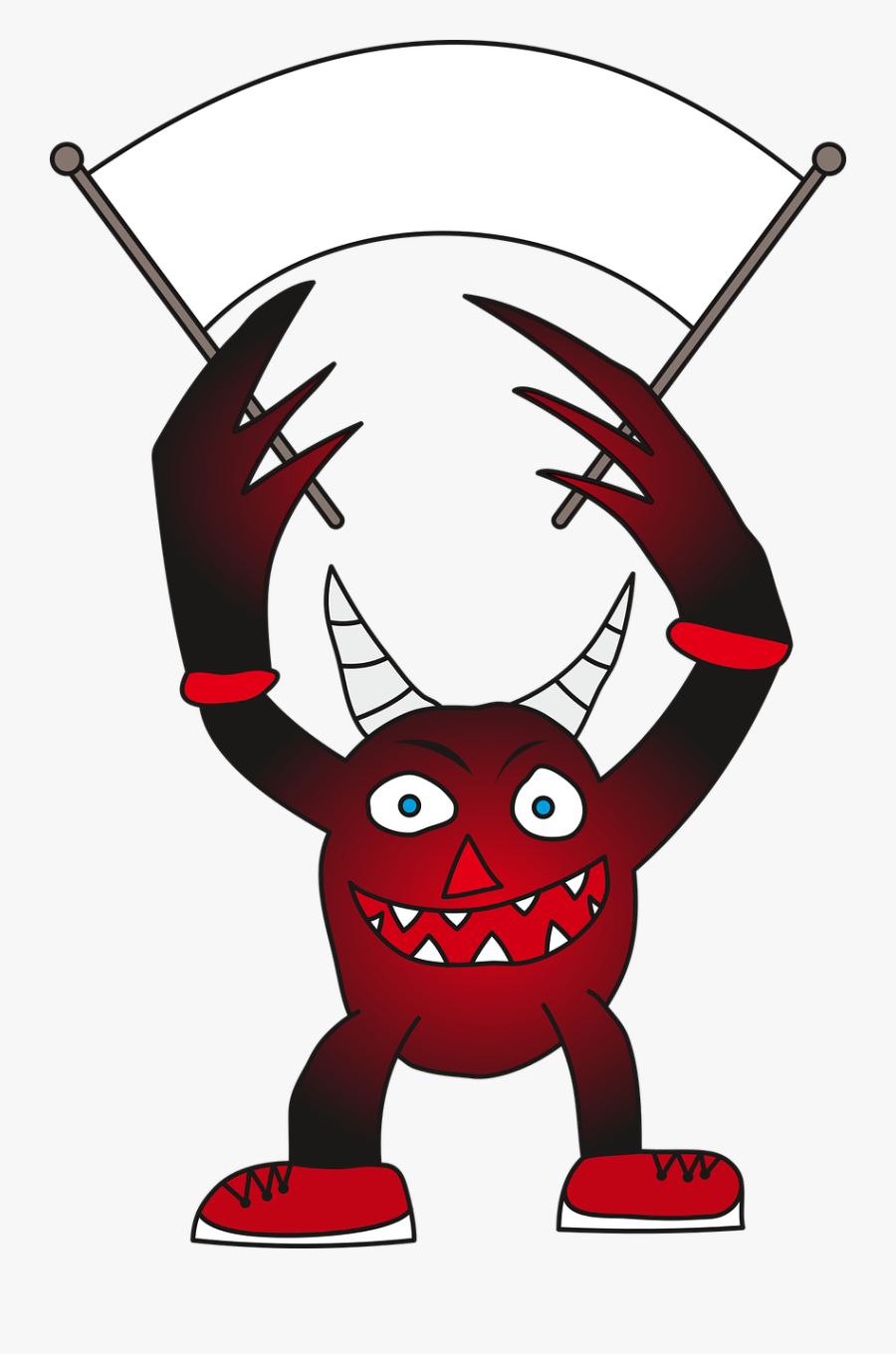 Monster, Demon, Teeth, Horns, Devil, Black, Red - Devil, Transparent Clipart