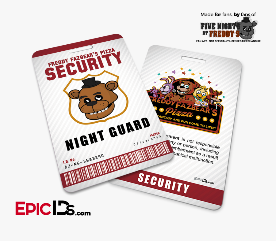 Night Guard Freddy Fazbear"s Pizza Fnaf Id Badge - Five Nights At Freddys, Transparent Clipart