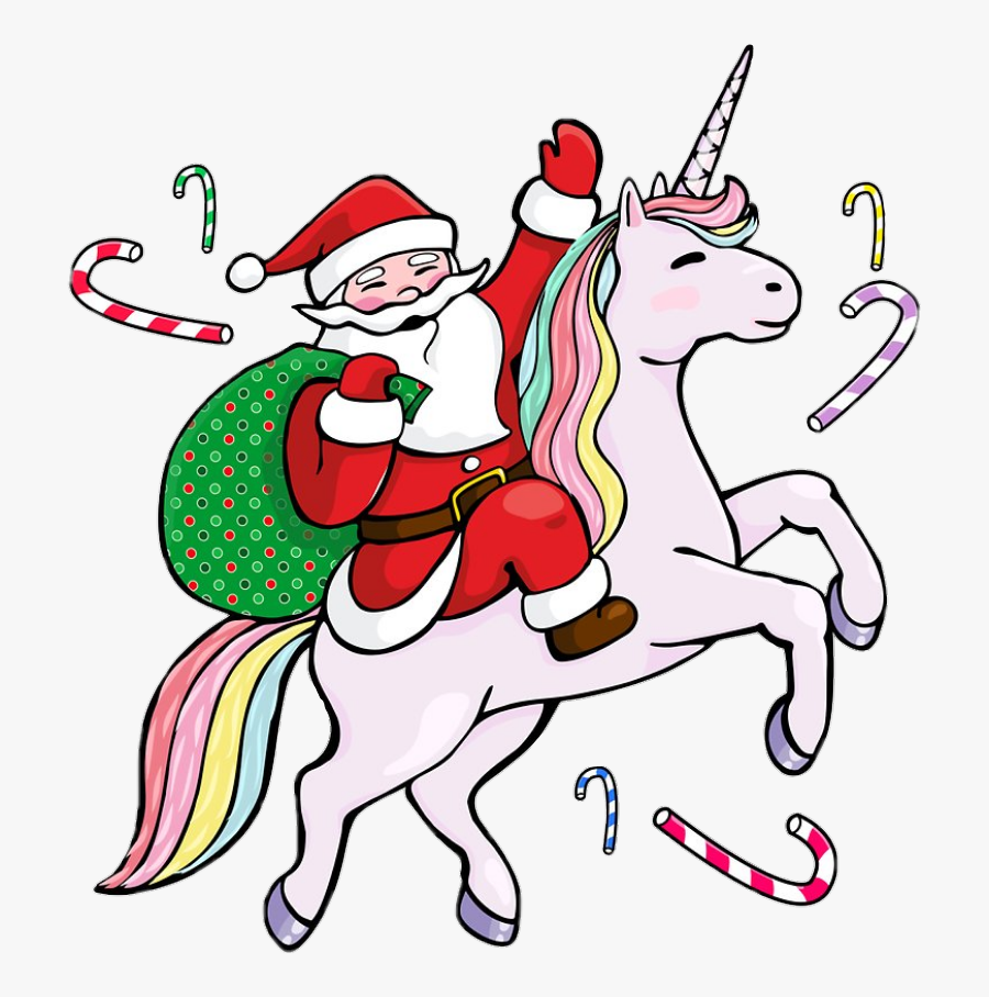 Santa Riding A Unicorn, Transparent Clipart