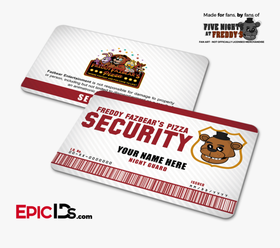 Night Guard Freddy Fazbear"s Pizza Fnaf Id Badge - Fnaf Night Guard Badge, Transparent Clipart