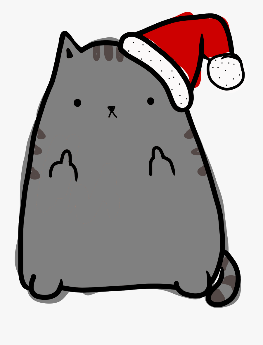 Hd Cat Drawing Png Free Unlimited Download - Christmas Cat Middle Finger, Transparent Clipart