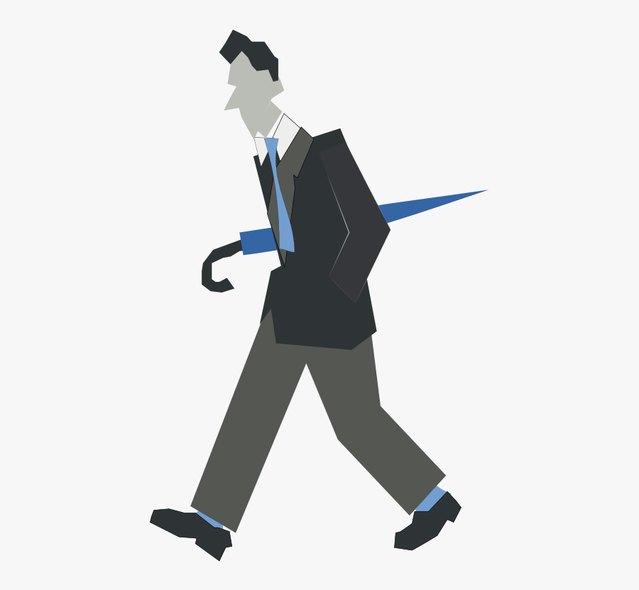 Man Walking - Walking With Closed Umbrella, Transparent Clipart