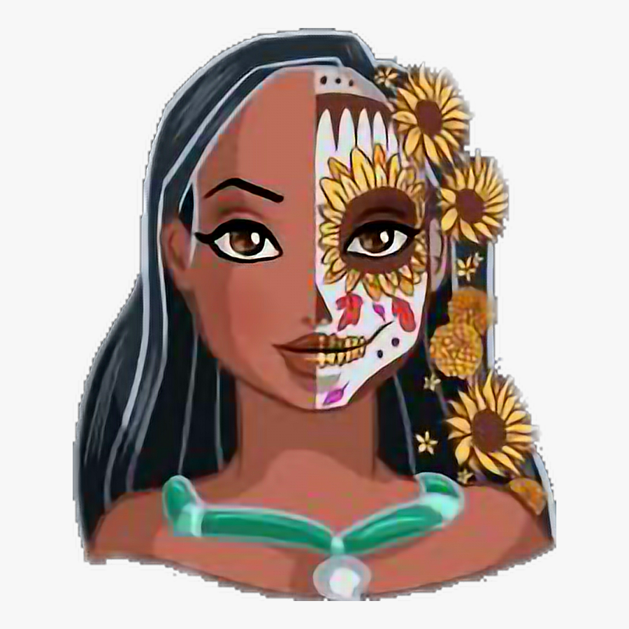 Transparent Pocahontas Clipart - Sugar Skull With Sunflowers, Transparent Clipart