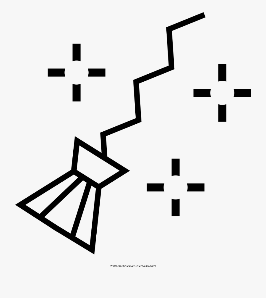 Witch Broom Coloring Page - Cross, Transparent Clipart