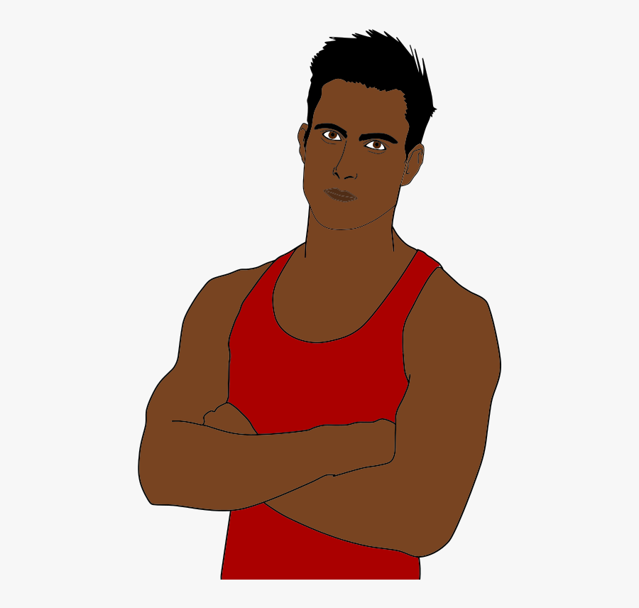 Red Tank Top Man Portrait - Dark Man Clipart, Transparent Clipart