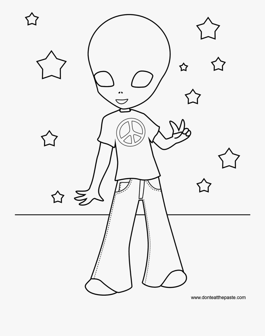 28 Collection Of Hippie Alien Coloring Pages - Alien Coloring Pages Simple, Transparent Clipart