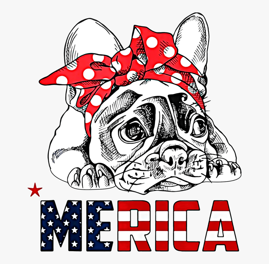 Frenchie 4th Of July With Sunglasses, Transparent Clipart