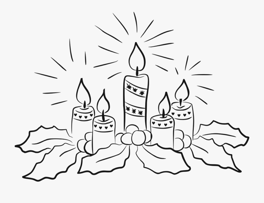 Christmas Candles Clipart Black And White, Transparent Clipart