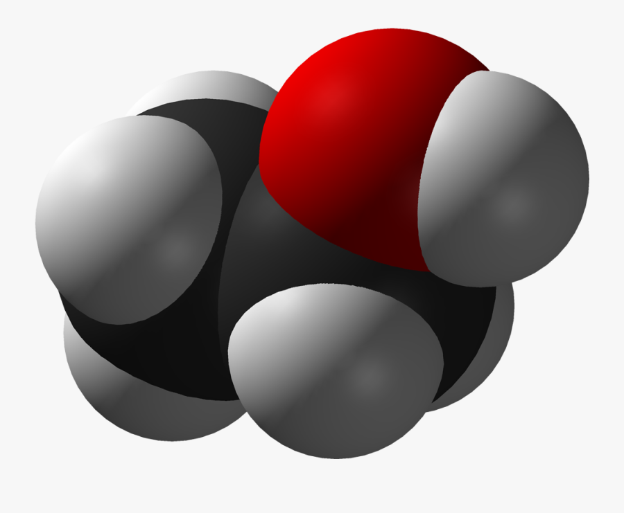 The Approximate Shape Of A Molecule Of Ethanol, Ch3ch2oh - Ethanol Space Filling Model, Transparent Clipart