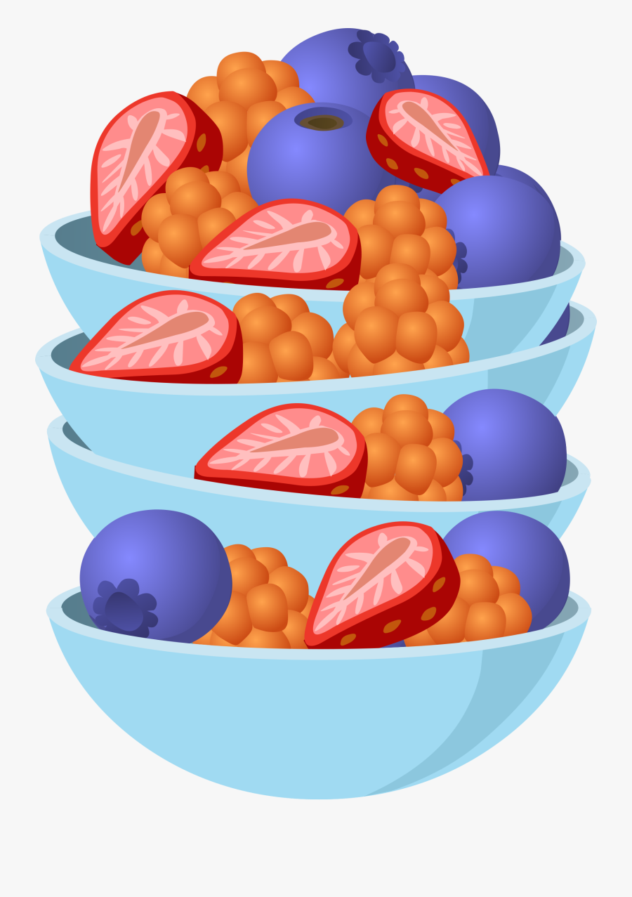 Food Berry Bowl Clip Arts - Fruit Salad Cartoon Transparent, Transparent Clipart