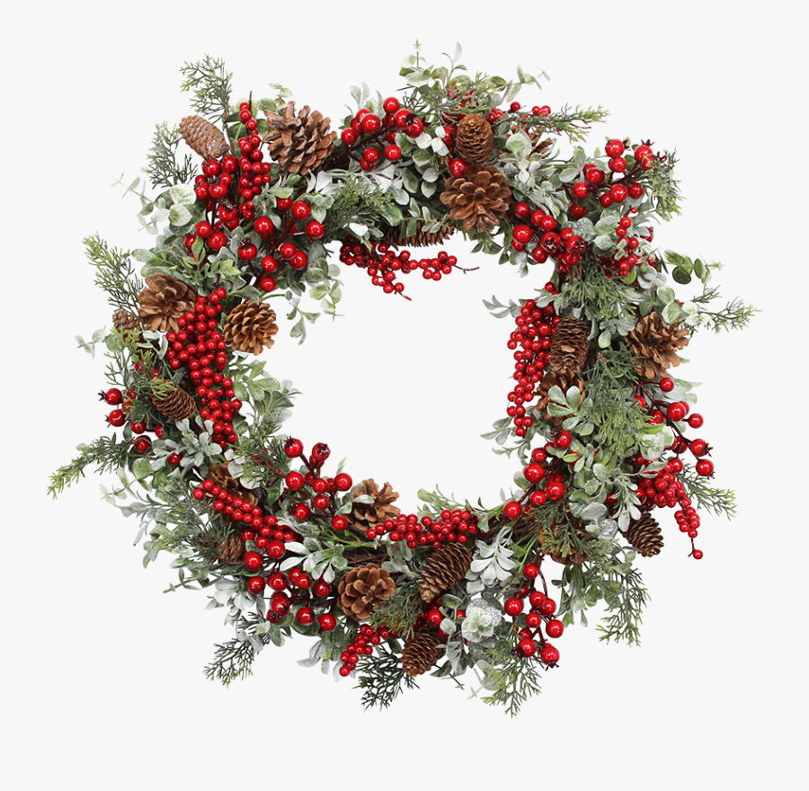 Clip Art Red Berry Wreath - Christmas Berries Transparent, Transparent Clipart