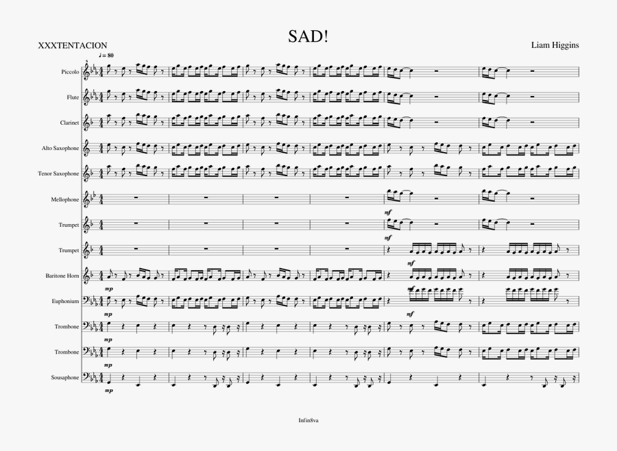 Transparent Xxxtentacion Png - Sad Alto Sax Sheet Music, Transparent Clipart