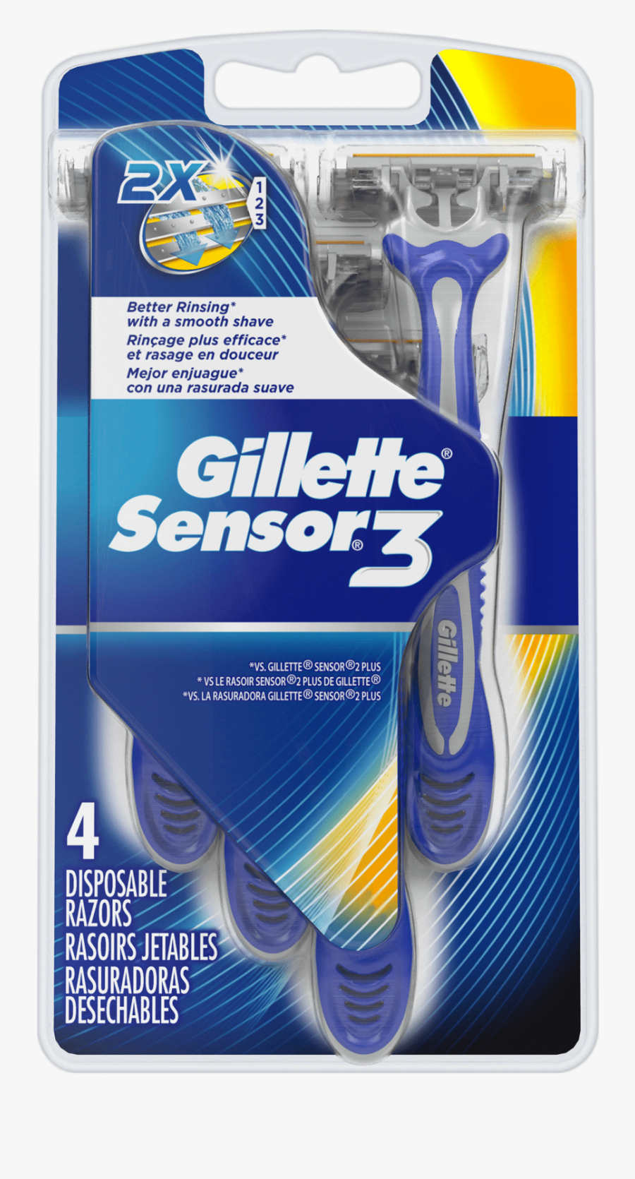 Gillette Sensor3 Smooth Shave Disposable Razors, Transparent Clipart