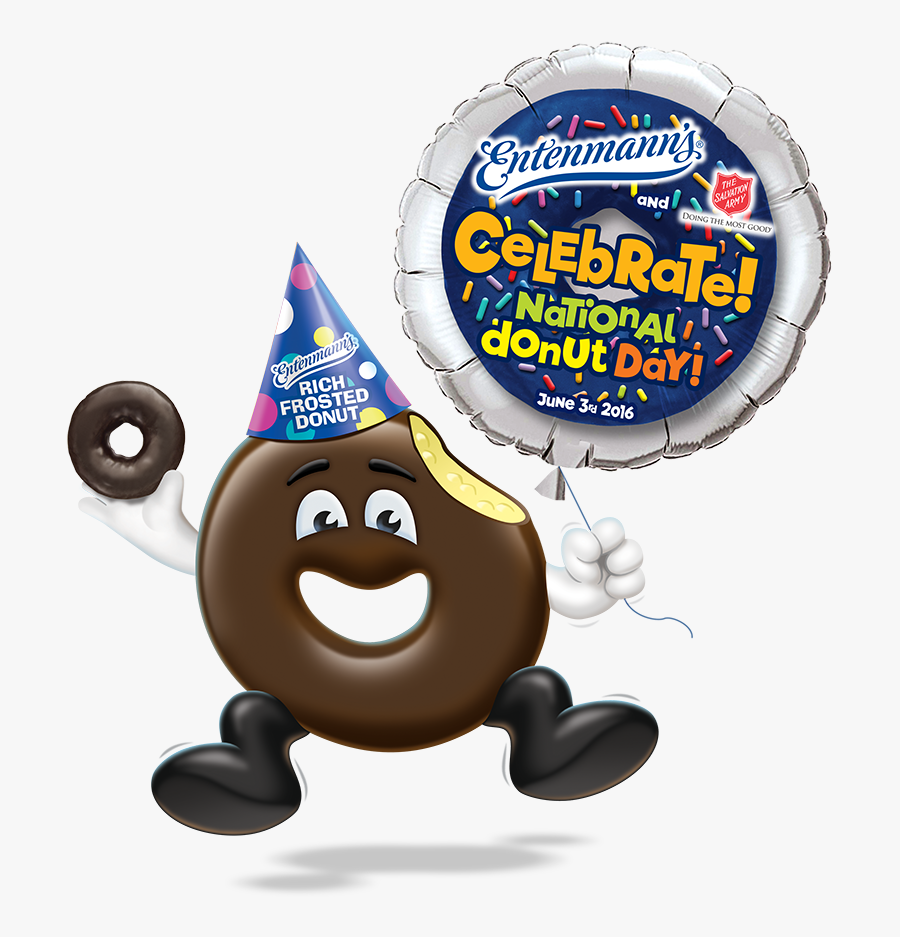 Entenmann's Donut Character With A Party Hat, Transparent Clipart