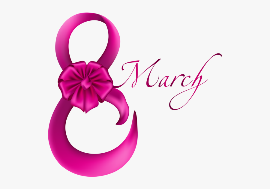March 8 Pink With Bow Png Clipart Image - 8 March Women Day, Transparent Clipart
