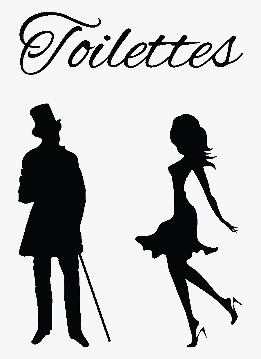 Sticker Porte Toilettes Silhouettes Homme Et Femme - Thanks For Coming Sign, Transparent Clipart