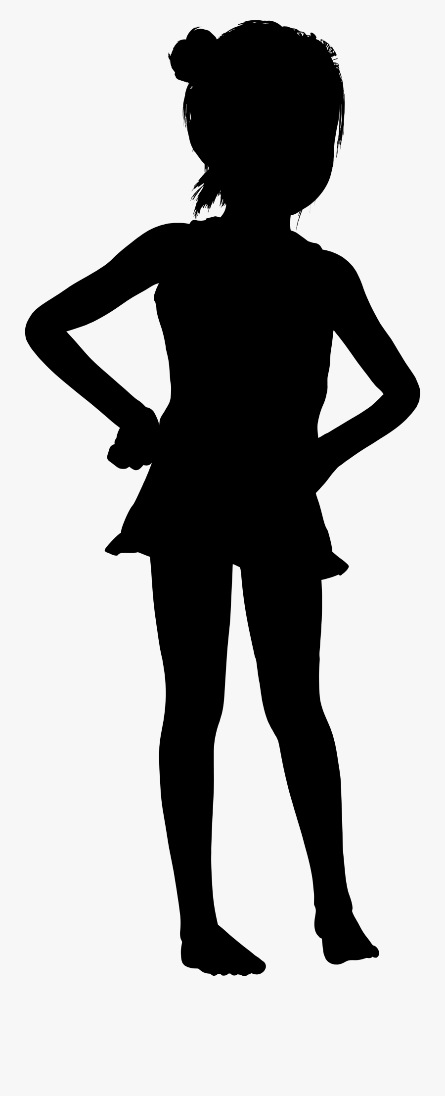 Girl With Hands On Hips Silhouette - Girl Silhouette, Transparent Clipart
