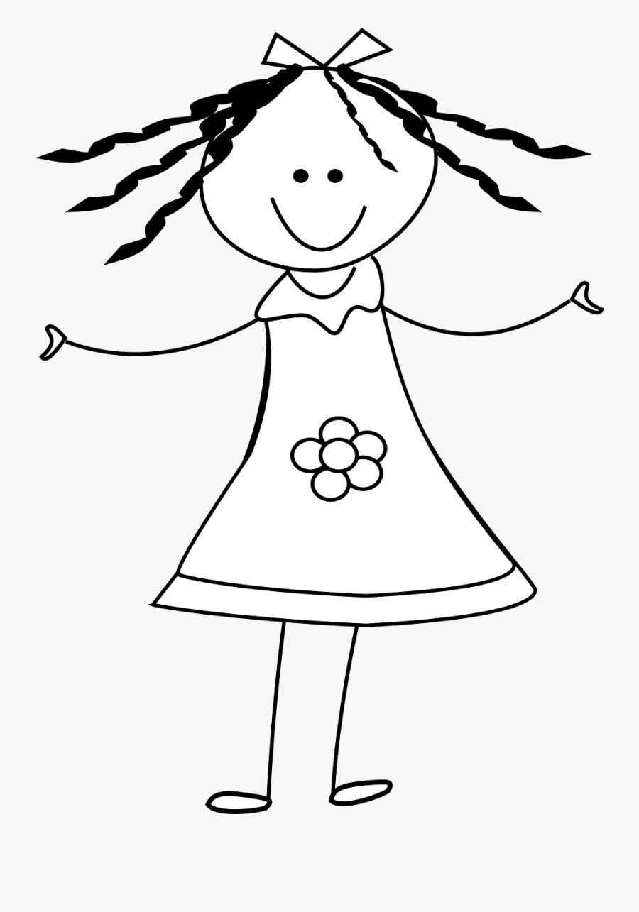 Female Clipart Stick Figure - Girl Clipart Black And White, Transparent Clipart