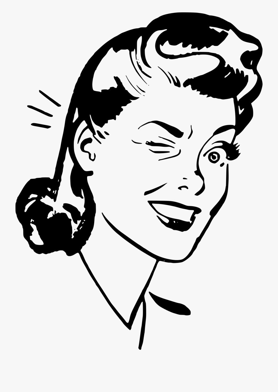 Transparent Winky Face Png - Retro Woman Clipart, Transparent Clipart