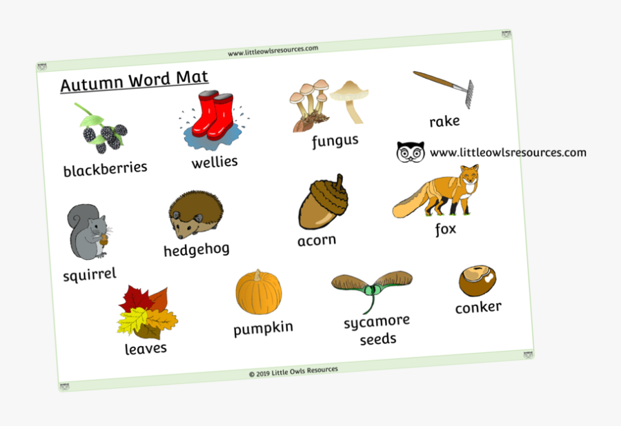 Autumn Word Mat - Cartoon, Transparent Clipart