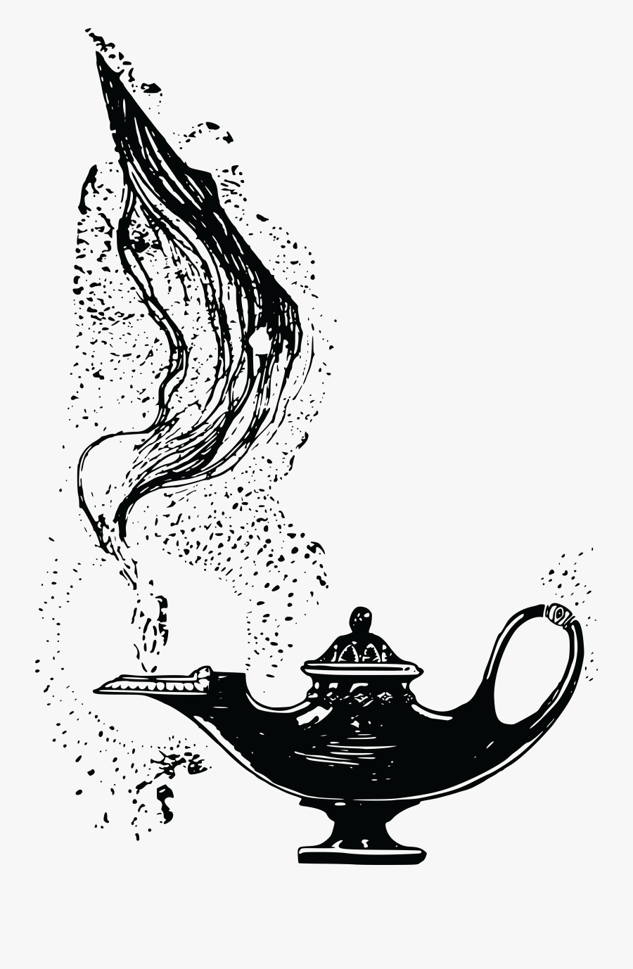 Lights Clipart Black And White - Genie Lamp Drawing, Transparent Clipart