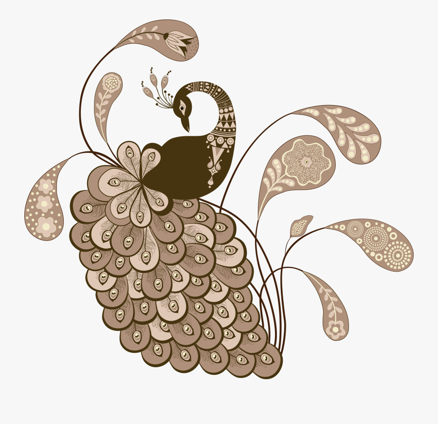 Leaf Clipart Peacock - Vector Peacock Feather Mehendi Design, Transparent Clipart