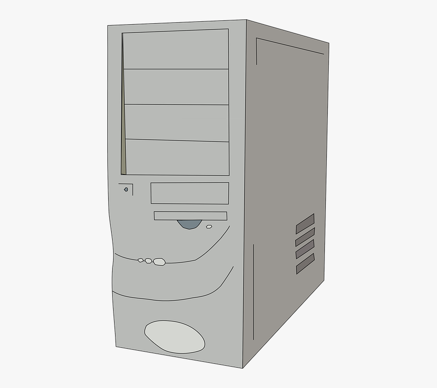 White Old Computer Case, Transparent Clipart