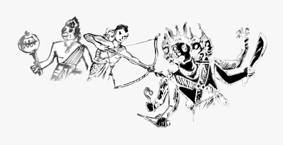Clip Art Indian Demon - Ramayanam Black And White, Transparent Clipart