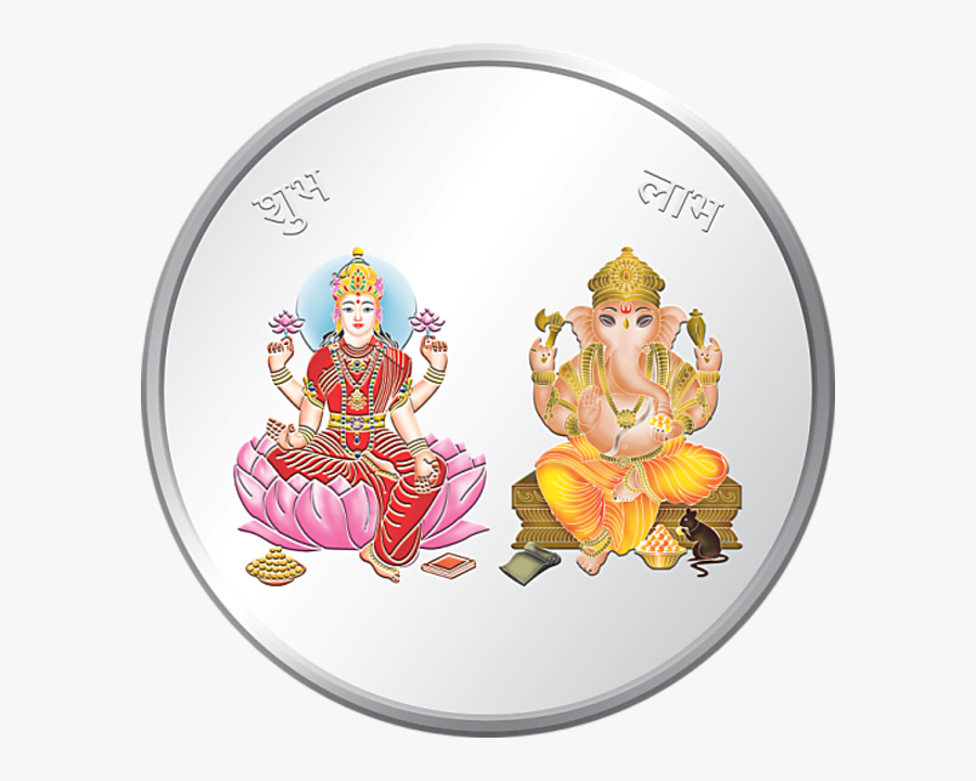 10 Gms Silver 999 Laxmi Ganesh Ji Color Coin - Coloured Silver Coin Of Laxmi Ganesh, Transparent Clipart