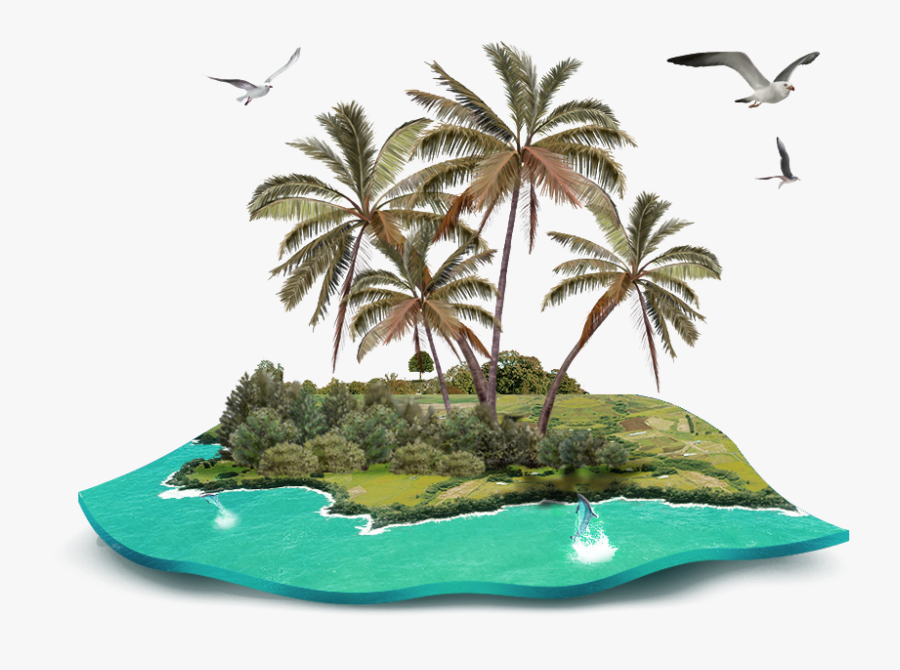 Coconut Gratis Island Tree Decoration Pattern Beach - Tropical Island Png, Transparent Clipart