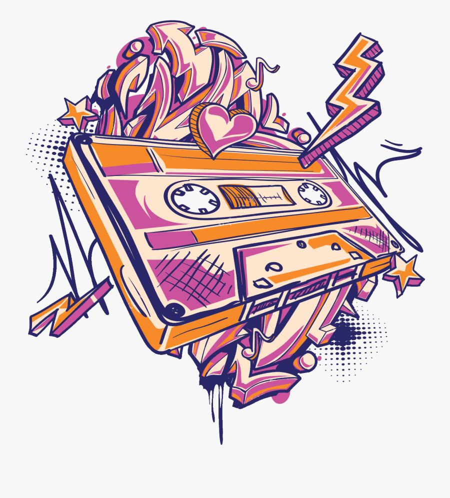 Cassette Graffiti, Transparent Clipart