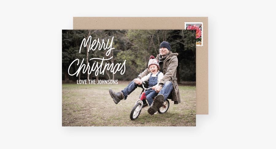 Script Photo Christmas Card - Sidecar, Transparent Clipart