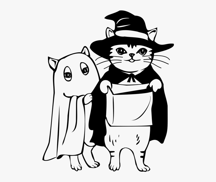 Halloween Cat Black And White Clipart, Transparent Clipart