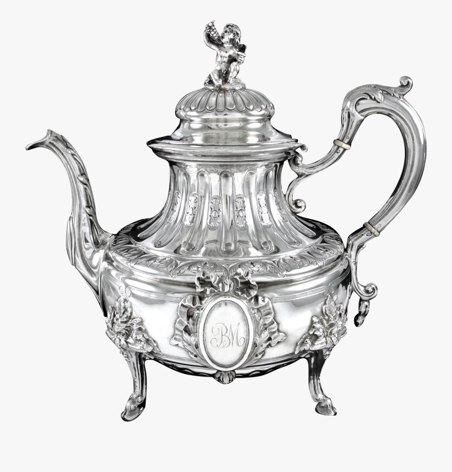 Teapot Vintage Png - Antique French Silver Teapot, Transparent Clipart