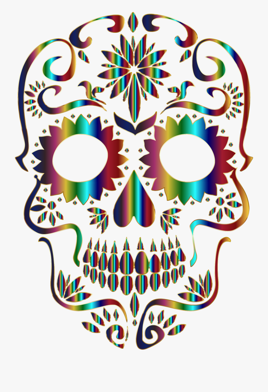Chromatic Sugar Silhouette No - Red Sugar Skull Background, Transparent Clipart