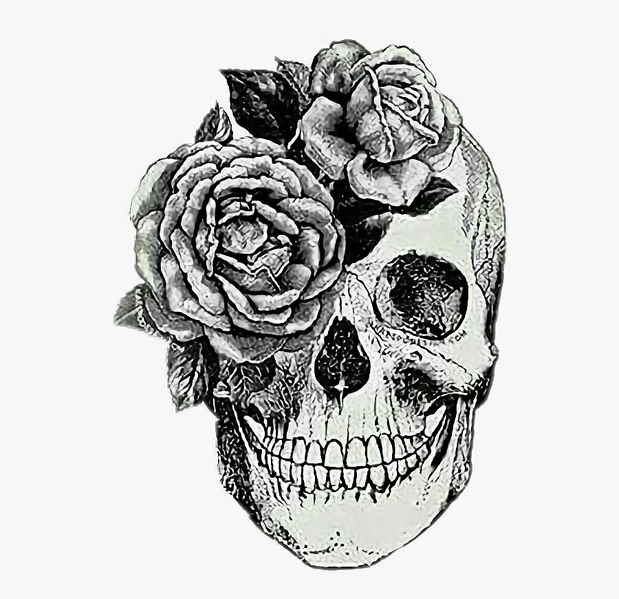 #skull #flowers #flower #cute - Anatomical Skull Tattoo, Transparent Clipart