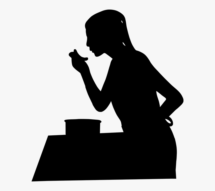 Silhouette, Cooking, Woman, Tasting, Food, Kitchen - Female Cook Silhouette Png, Transparent Clipart