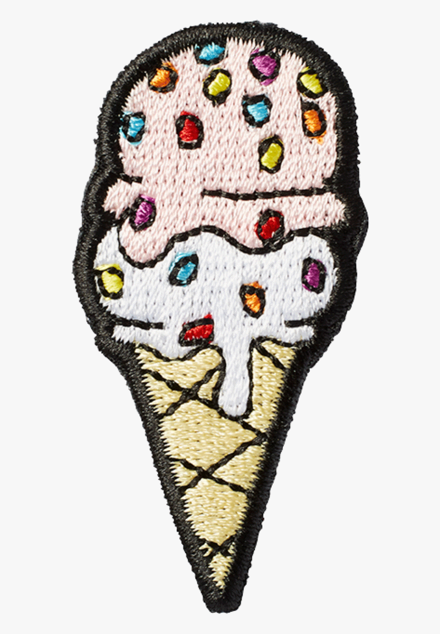 Ice Cream Scoop Sticker Patch - Ice Cream Cone, Transparent Clipart